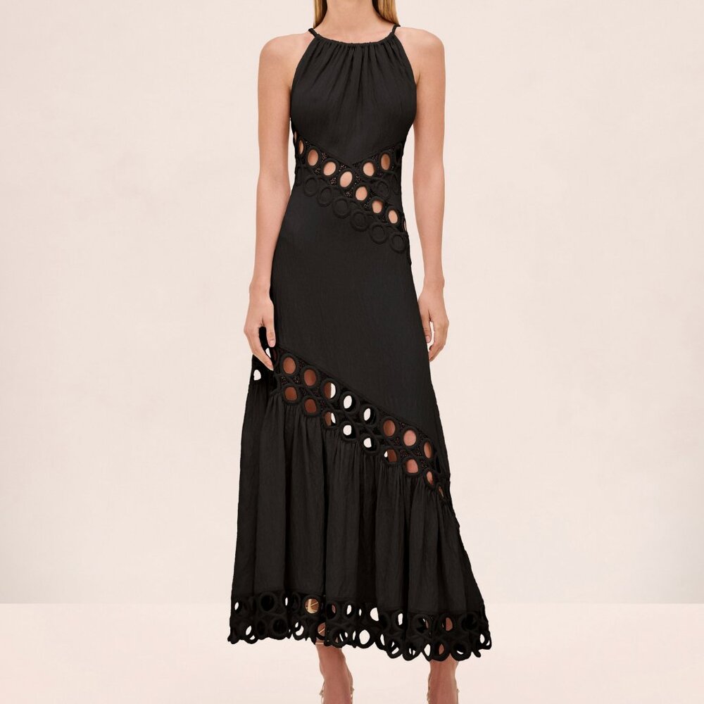 BEST Alexis Chelsea Maxi Dress Gown - Black Noir Party Vacation Cocktail - Picture 3 of 12